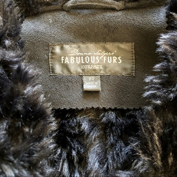 Black Vegan Long Boho Faux Shearling Fur Coat - Picture 2 of 3